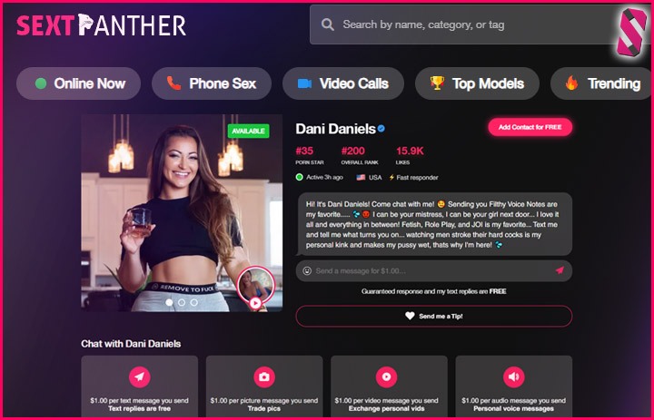 - List of all pornstars sexting on SextPanther Website