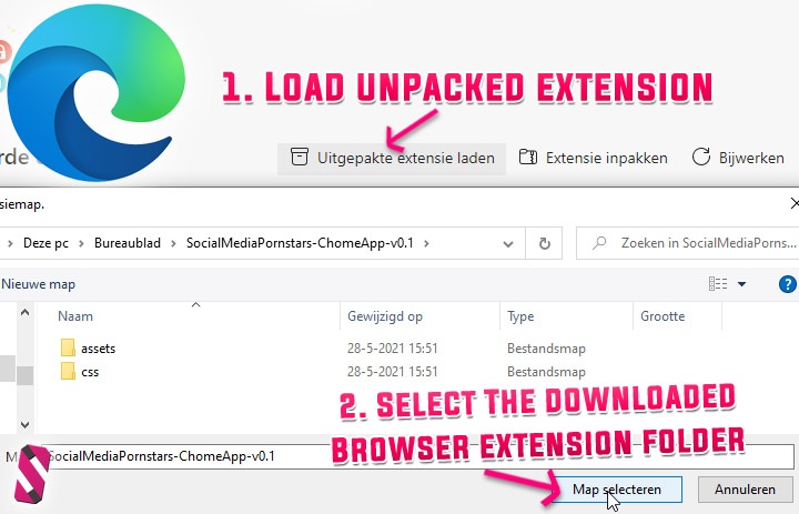 Pornstar Social Media Finder - Browser app extension - Install guide for Edge